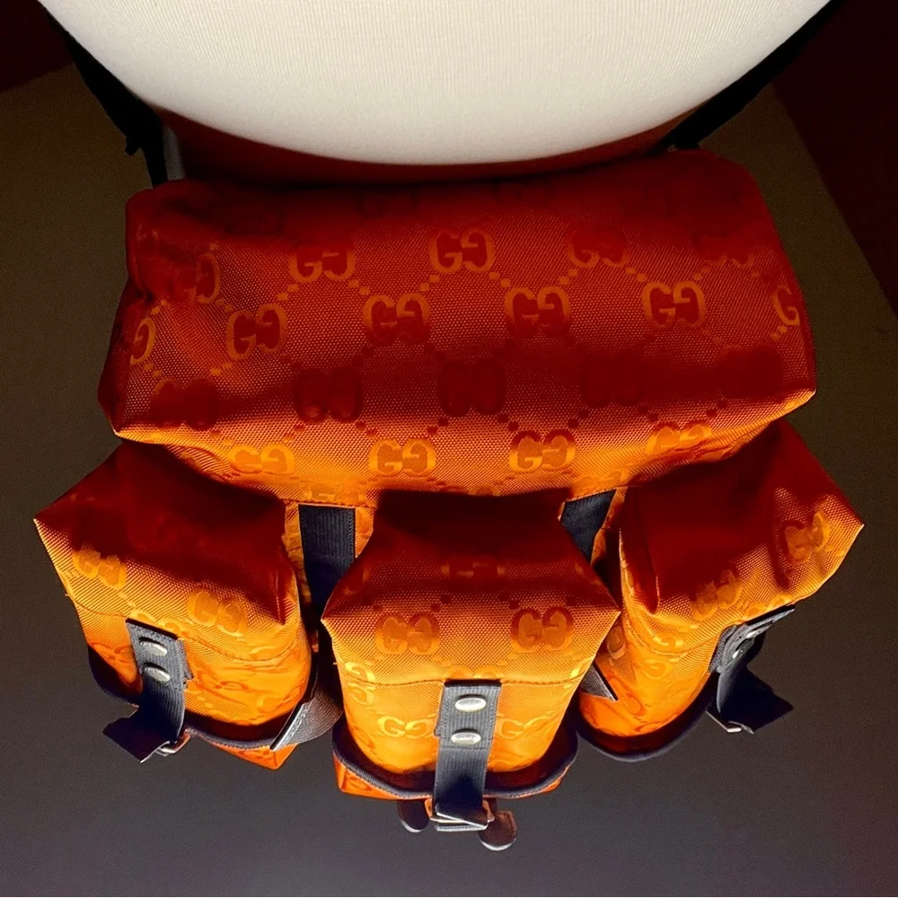 GUCCI Off The Grid Backpack Econyl Orange GG Logo Sustainable Rucksack Luxurious - Picture 6 of 16